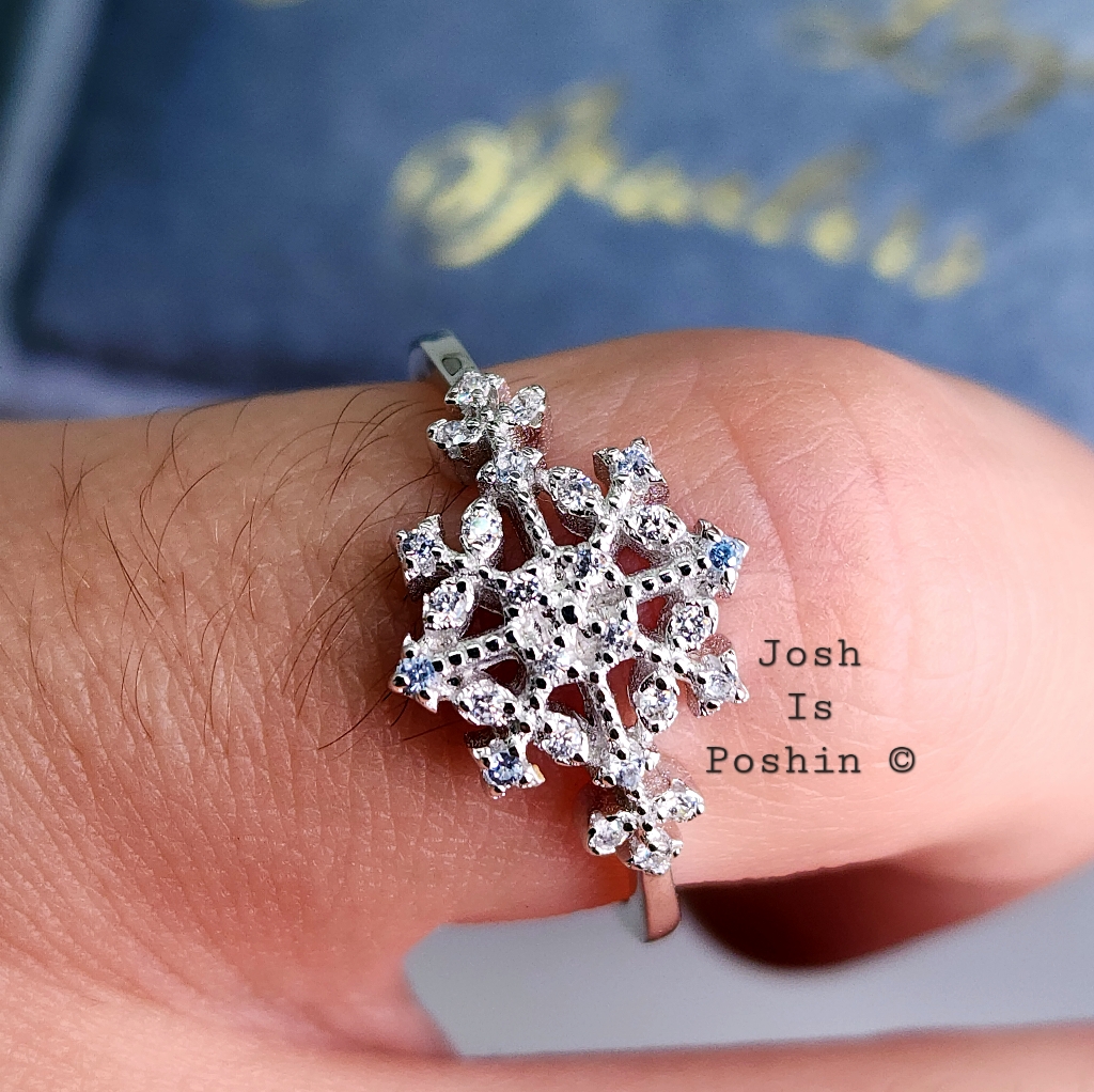 Snowflake Diamond Ring In Sterling Silver